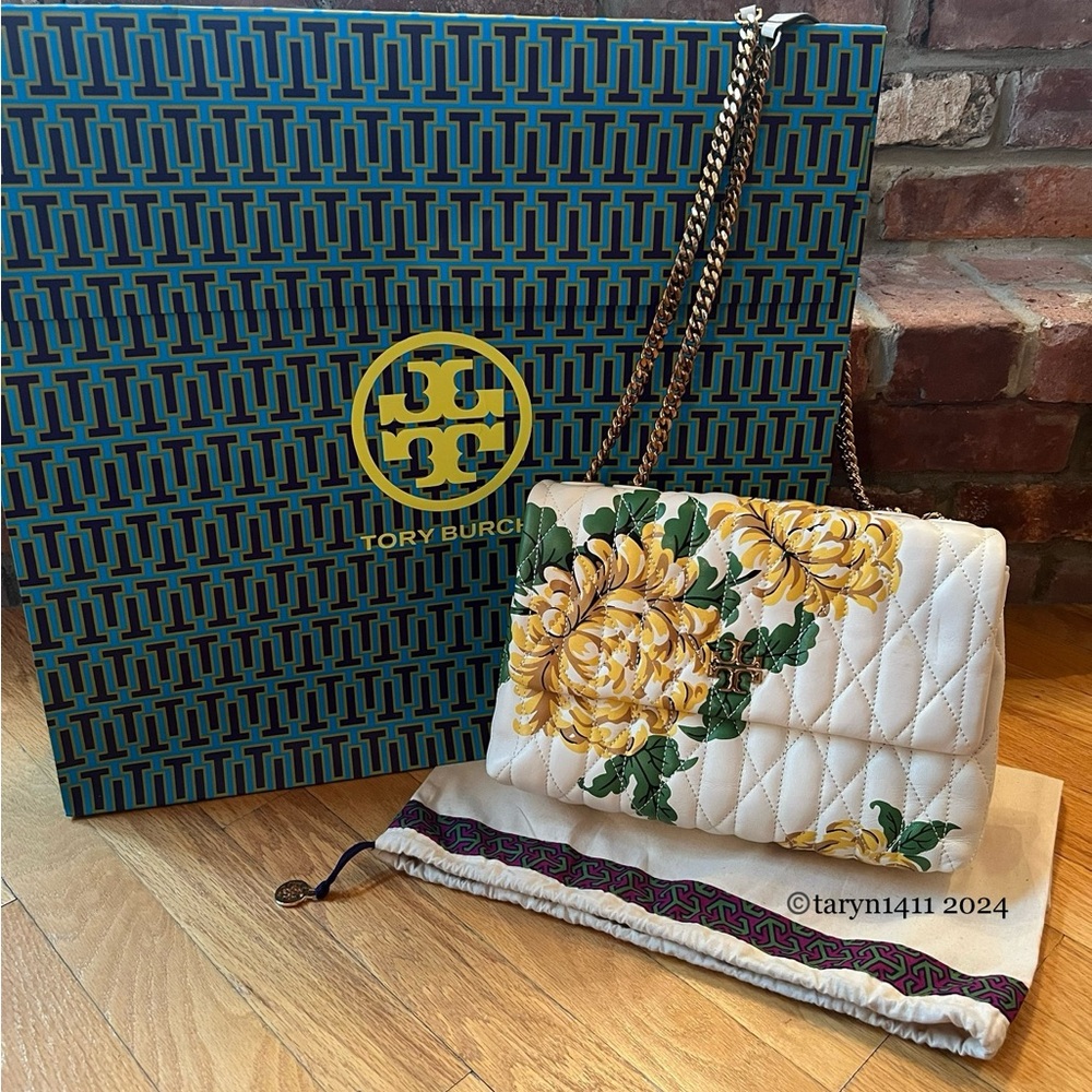 Tory Burch Floral Kira Chevron Convertible Shoulder Bag